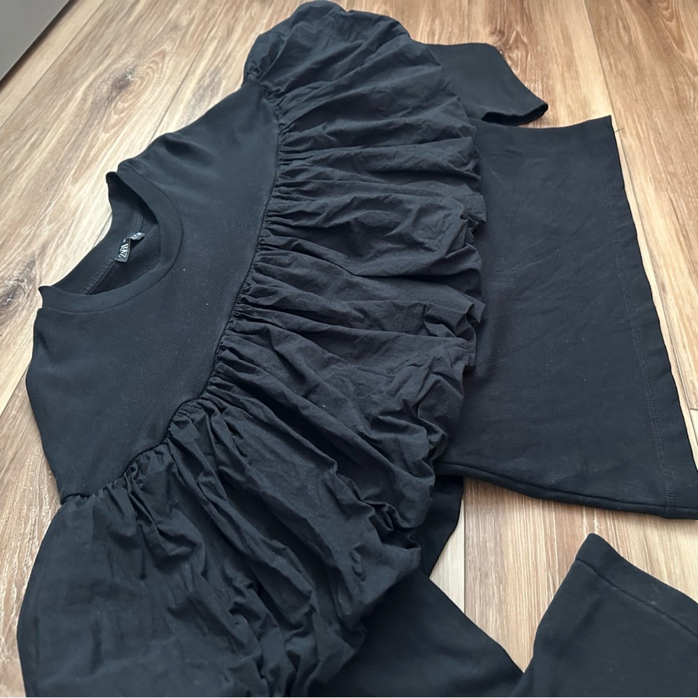 🖤 Zara Black Ruffle Sweater Blouse Size Medium - Picture 3 of 7